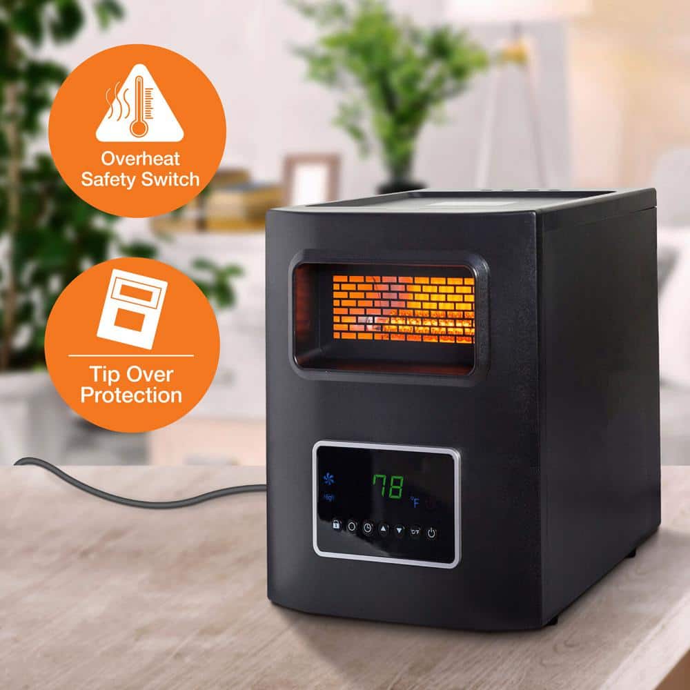 1500-Watt Electric 4-Wrapped Element Infrared Heater with USB Charging - Hercitys