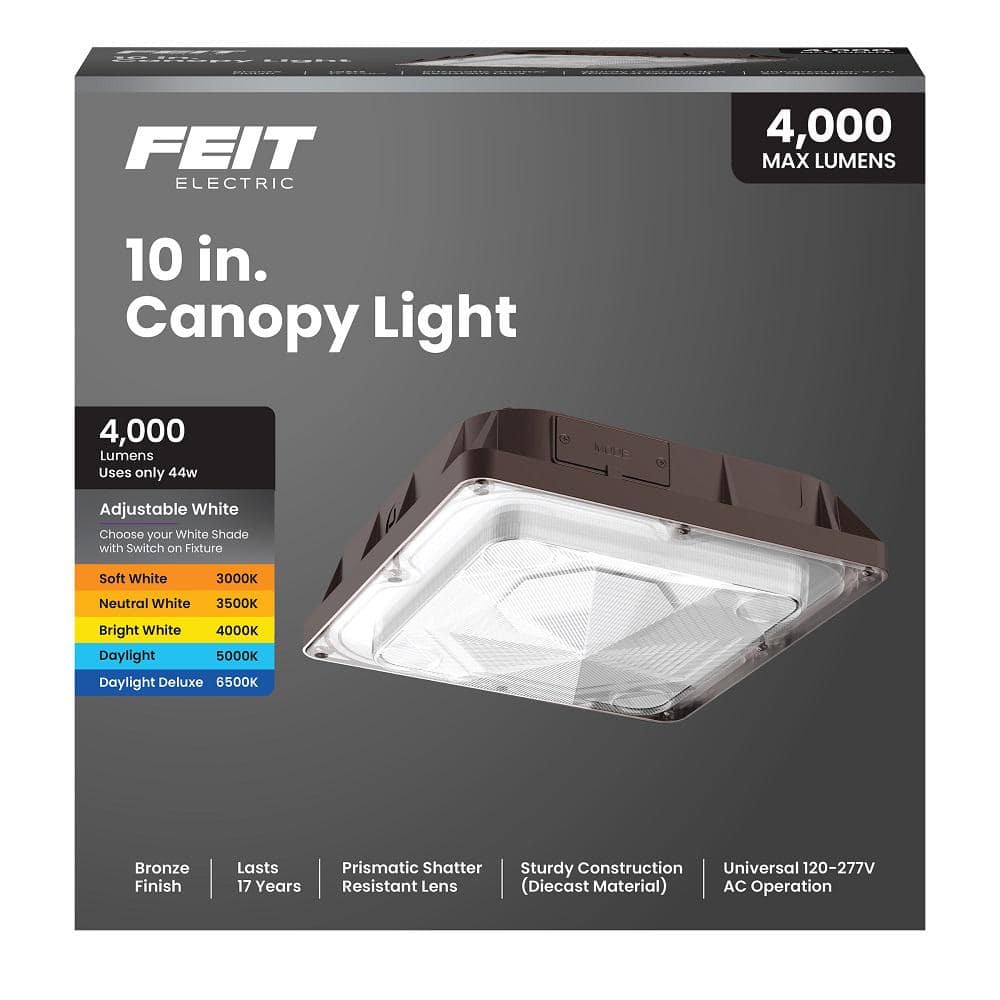 4000 Lumen Integrated LED Selectable 5CCT Bronze Commercial Canopy Flood Light - Hercitys