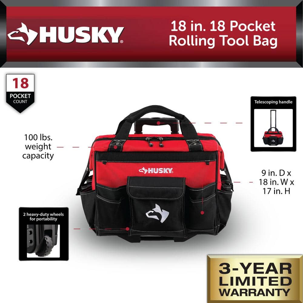 18 in. 18 Pocket Rolling Tool Bag - Hercitys