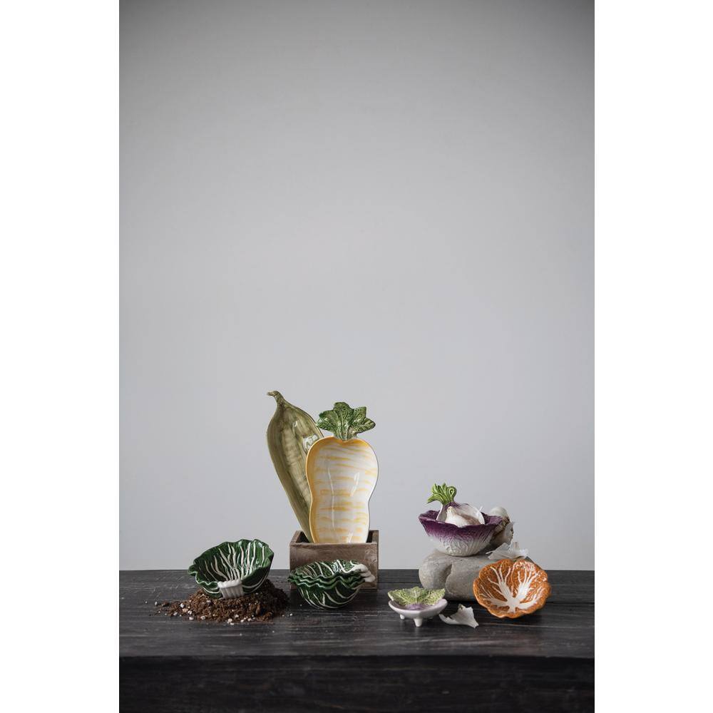 5.5 in. 6.8 fl. oz. Green Hand-painted Cabbage Shaped Stoneware Serving Bowls (Set of 4) - Hercitys