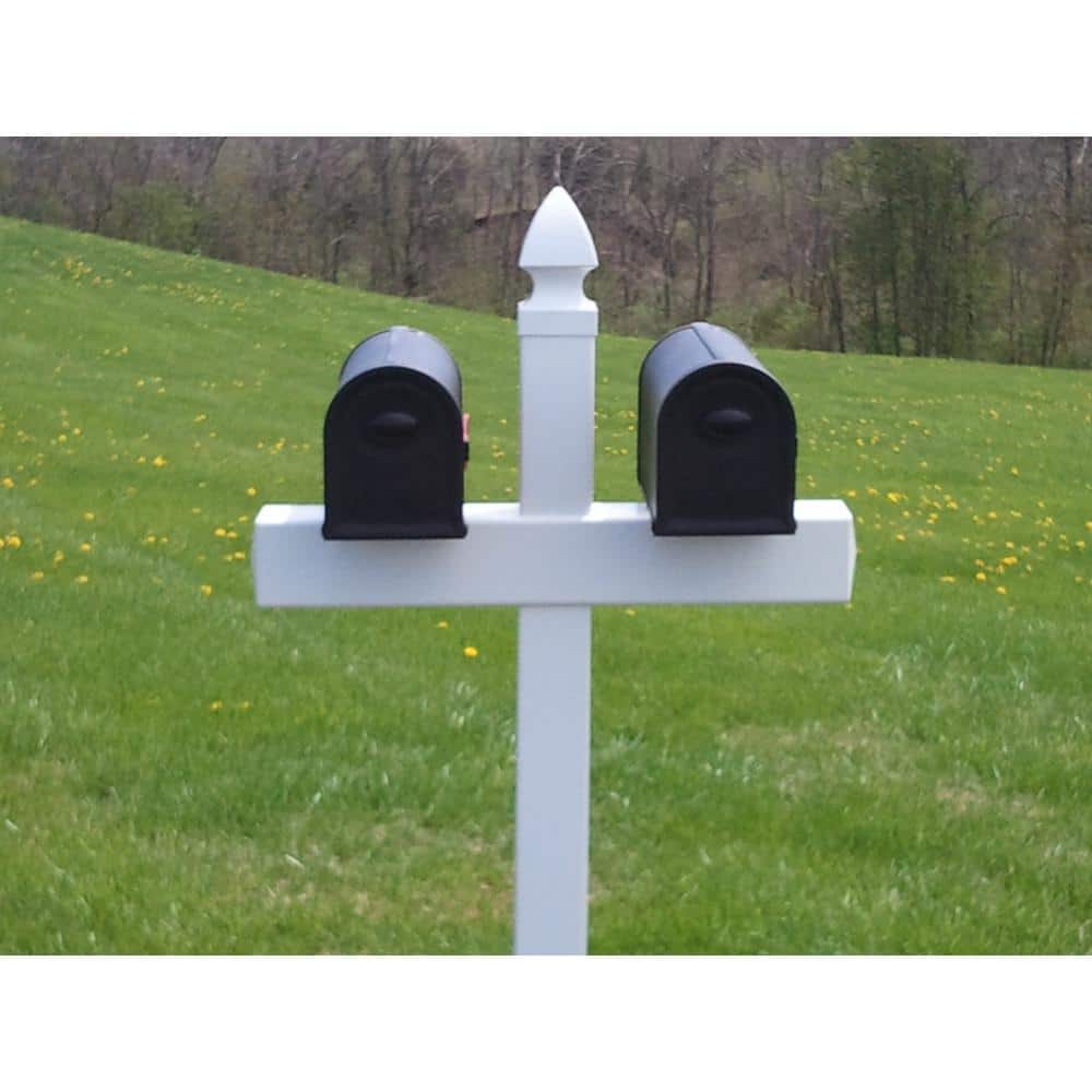 54 in. x 31 in. x 5 in. Vinyl Double Mailbox Post, White - Hercitys