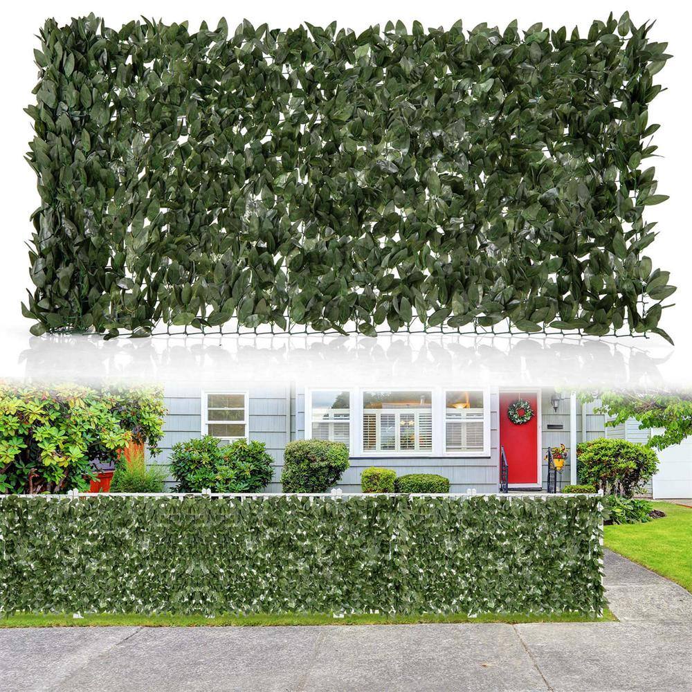40 in. Fabric Artificial Lily Leaf Privacy Garden Fence - Hercitys