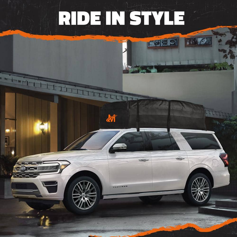 50 Cu Ft. Black Waterproof Roof Top Cargo Bag (85 in. x 50 in. x 20 in. ) w/PVC Mat, Straps, Hooks, Lock and Carry Case - Hercitys