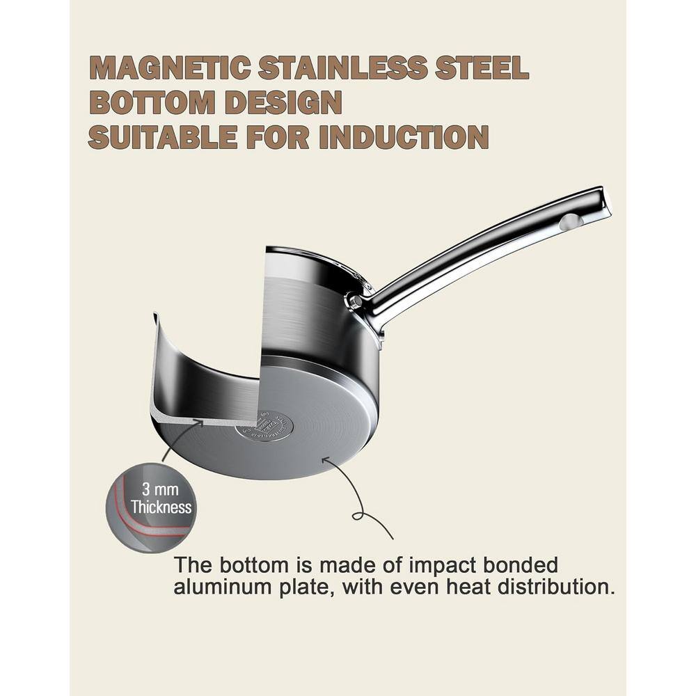 3 qt. Professional Stainless Steel Sauce Pan with Lid - Hercitys