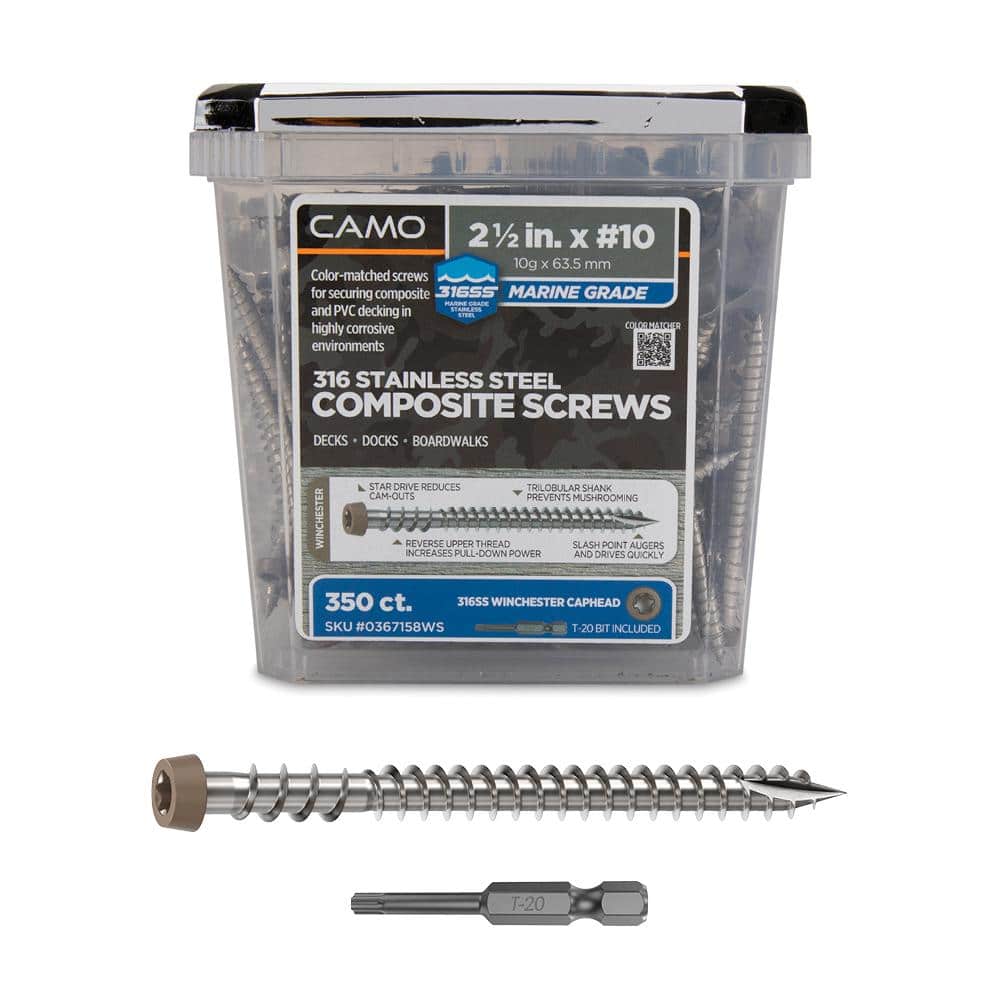 #10 2-1/2 in. 316 Stainless Steel Star Drive Winter Composite Deck Screws (350-Count) - Hercitys