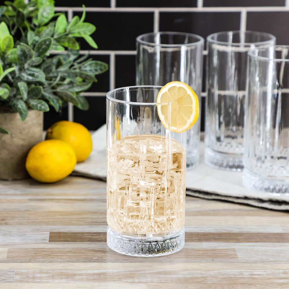 4-Piece 16 oz. Iceberg Embossed Glass Tumbler Set - Hercitys