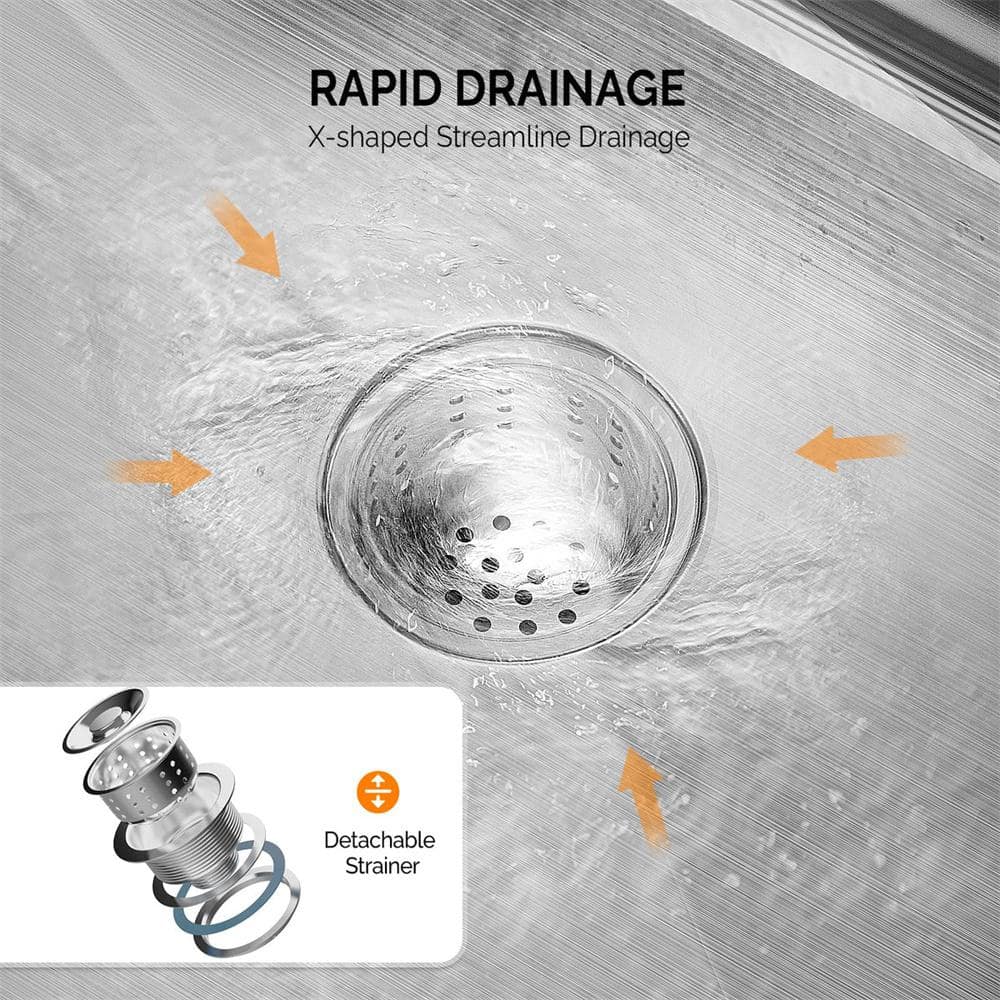 32 in. Drop-In Single Bowl Stainless Steel Sink Kitchen with Protector - Hercitys