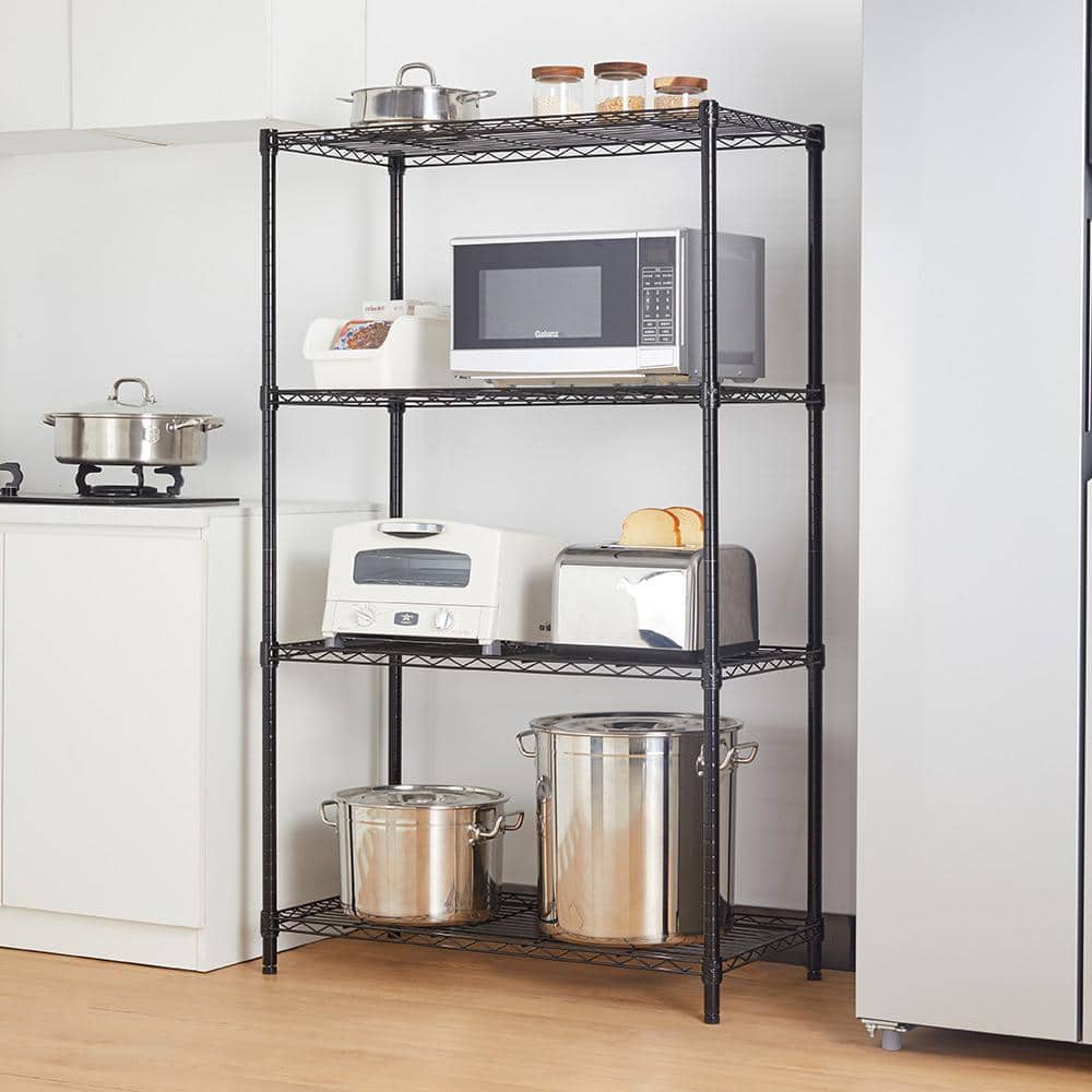 4-Tier Black Coating Utility Wire Shelving Unit (18 in. D x 36 in. W x 59 in. H) - Hercitys