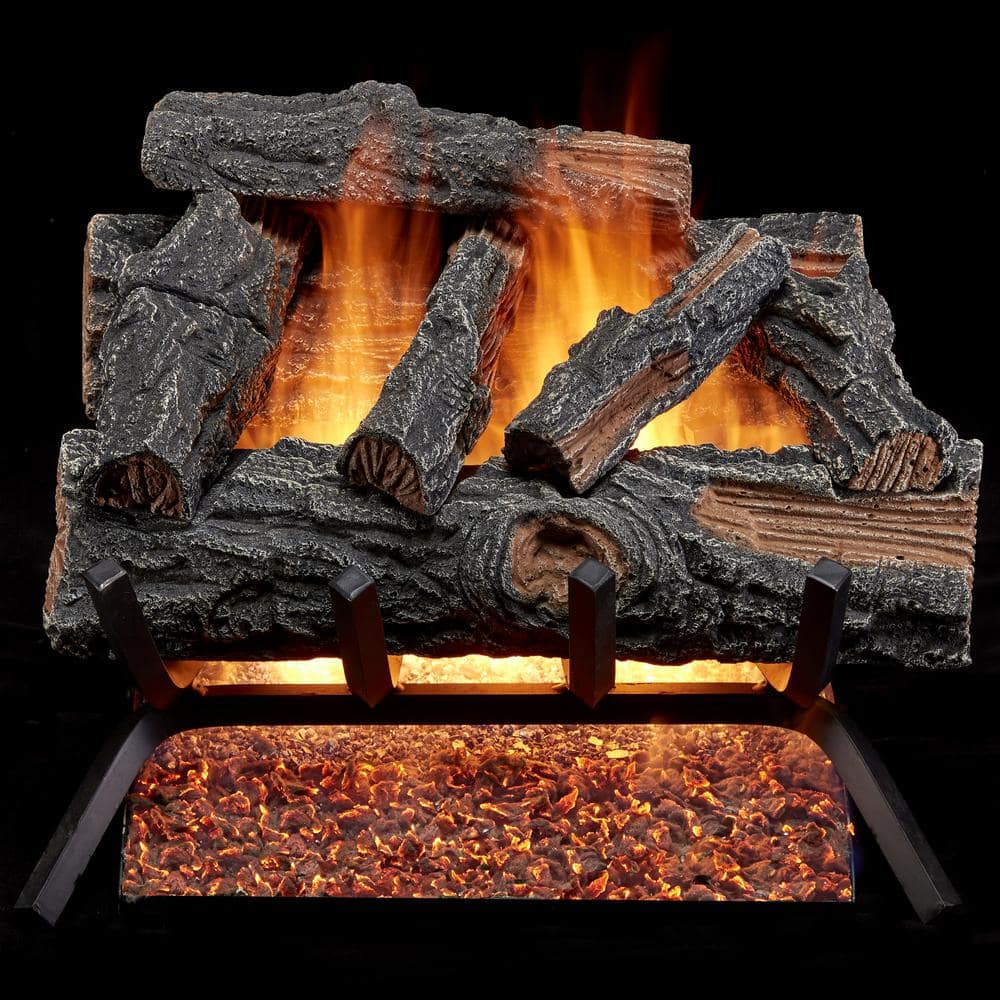 18 in. 45,000 BTU Match Light Mountain Oak Vented Natural Gas Log Set - Hercitys