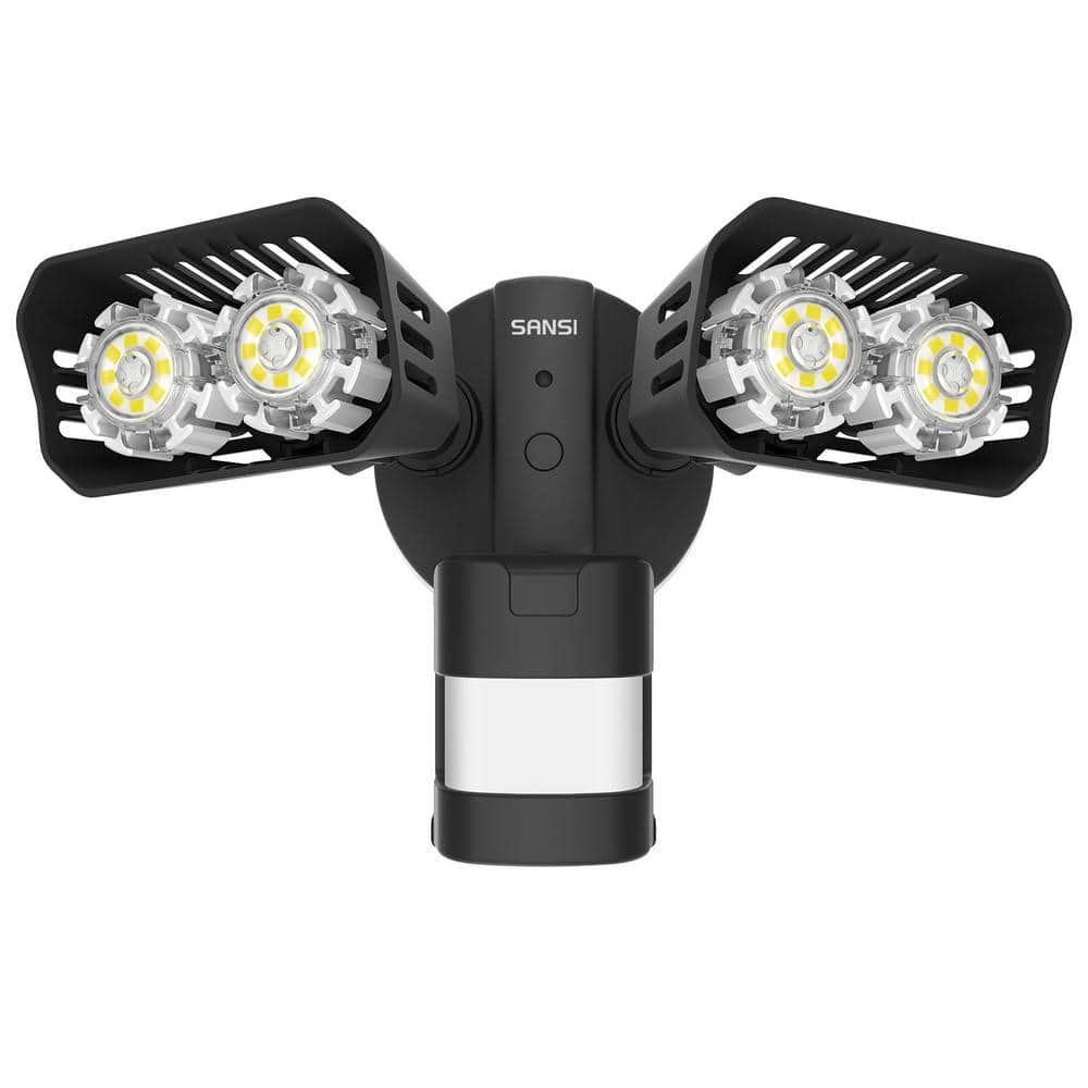 18-Watt 1800 Lumens 5000K Black Motion Activated Integrated LED Outdoor Flood Light - Hercitys