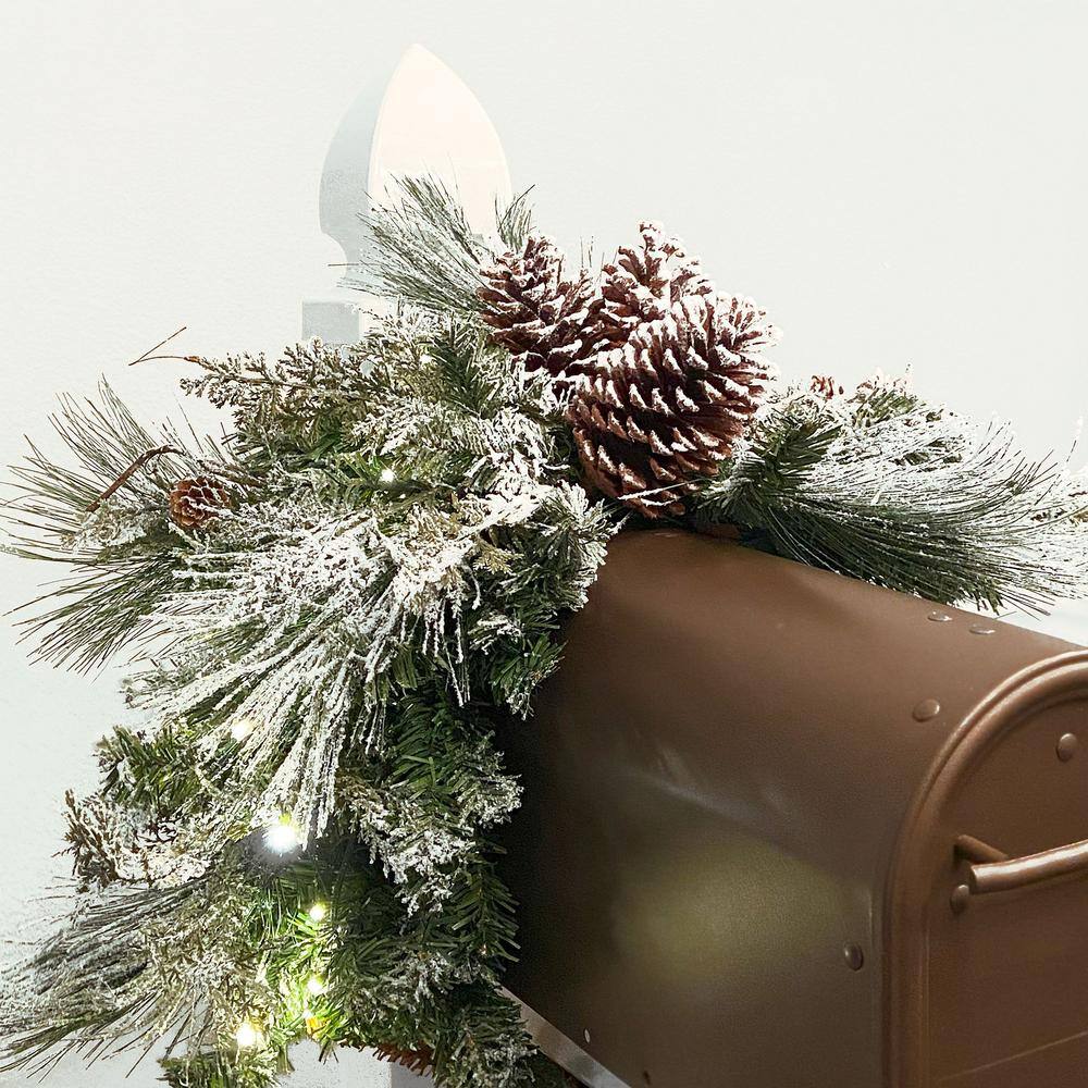 36 in. Pre-lit Snowfall Creek Mailbox Artificial Christmas Swag - Hercitys
