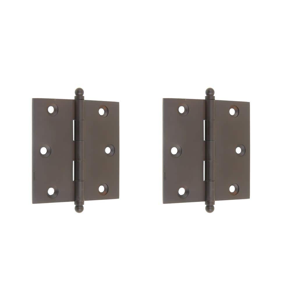 2-1/2 in. x 2-1/2 in. Oil-Rubbed Bronze Solid Extruded Brass Loose Pin Mortise Cabinet Hinge (1-Pair) - Hercitys