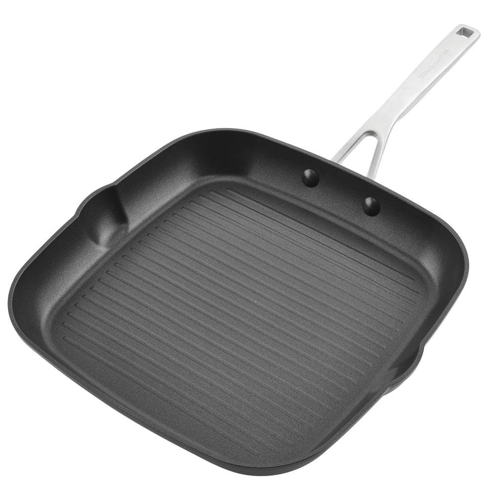 11.25 in. Hard Anodized Aluminum Induction Grill Pan Black - Hercitys