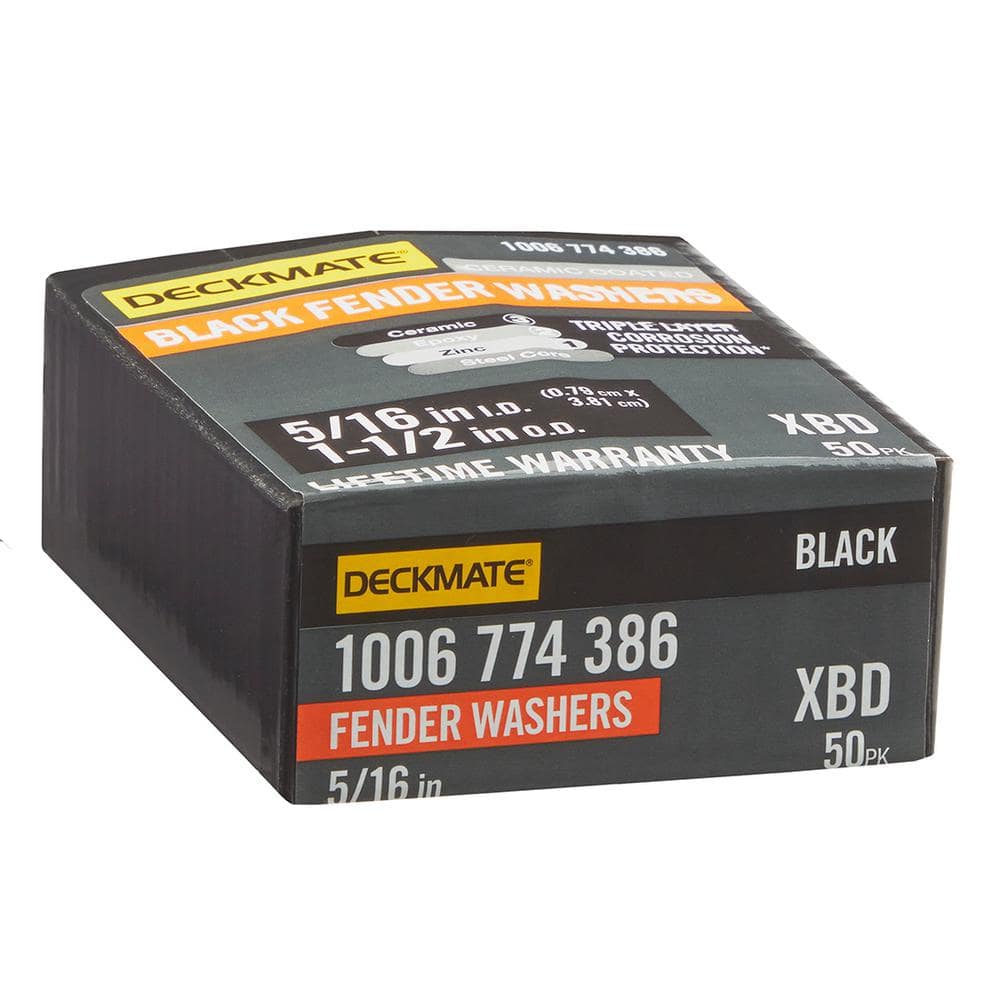 5/16 in. x 1-1/2 in. Black Deck Bolt Exterior Fender Washer (50-Pack) - Hercitys