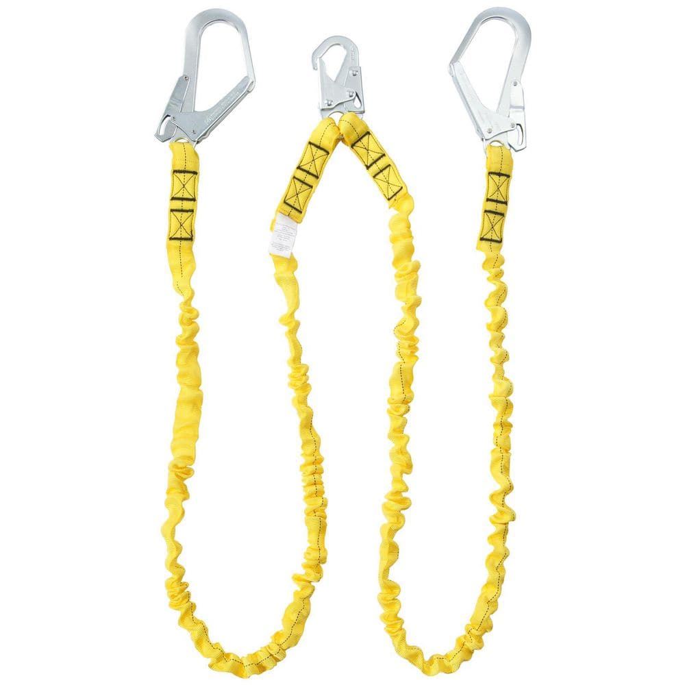38mm Safety Lanyard, 6ft.(1.83m) Fall Protection Lanyard with 2 Alloy Steel Snap Hooks, Retractable Safety Belt, Yellow - Hercitys