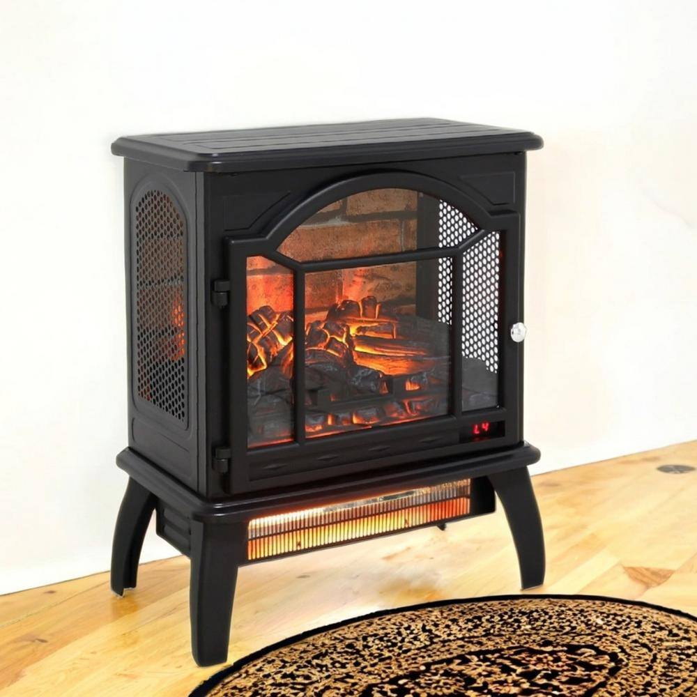 1500-Watt Black 18 in. 3D Infrared Quatz Electric Stove Heater with Automatic Shut off and Remote Control - Hercitys