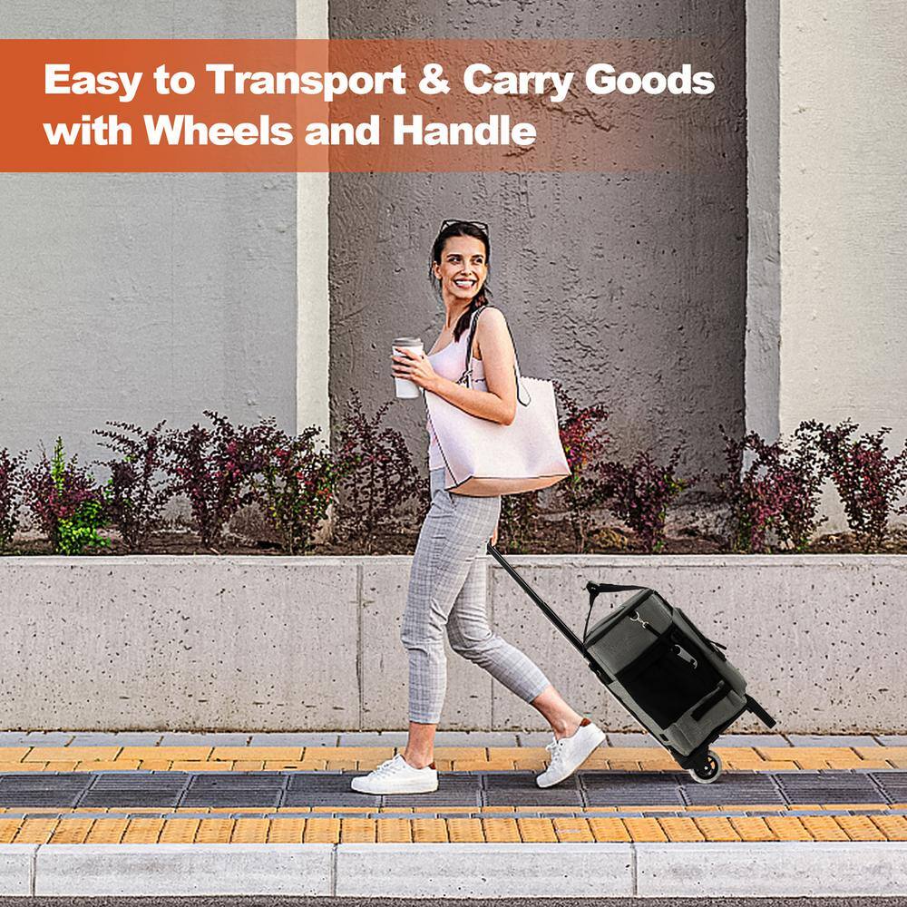 42 qt. 3-in-1 Insulated Rolling Cooler with Adjustable Handle and Bottom Plate Grey - Hercitys