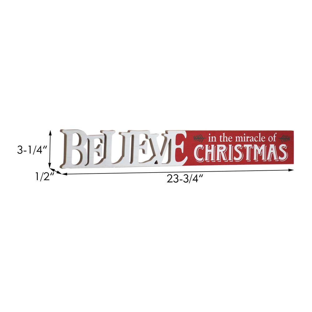 3.25 in. Wood Christmas Believe in the Miracle of Christmas Wall Plaque - Hercitys