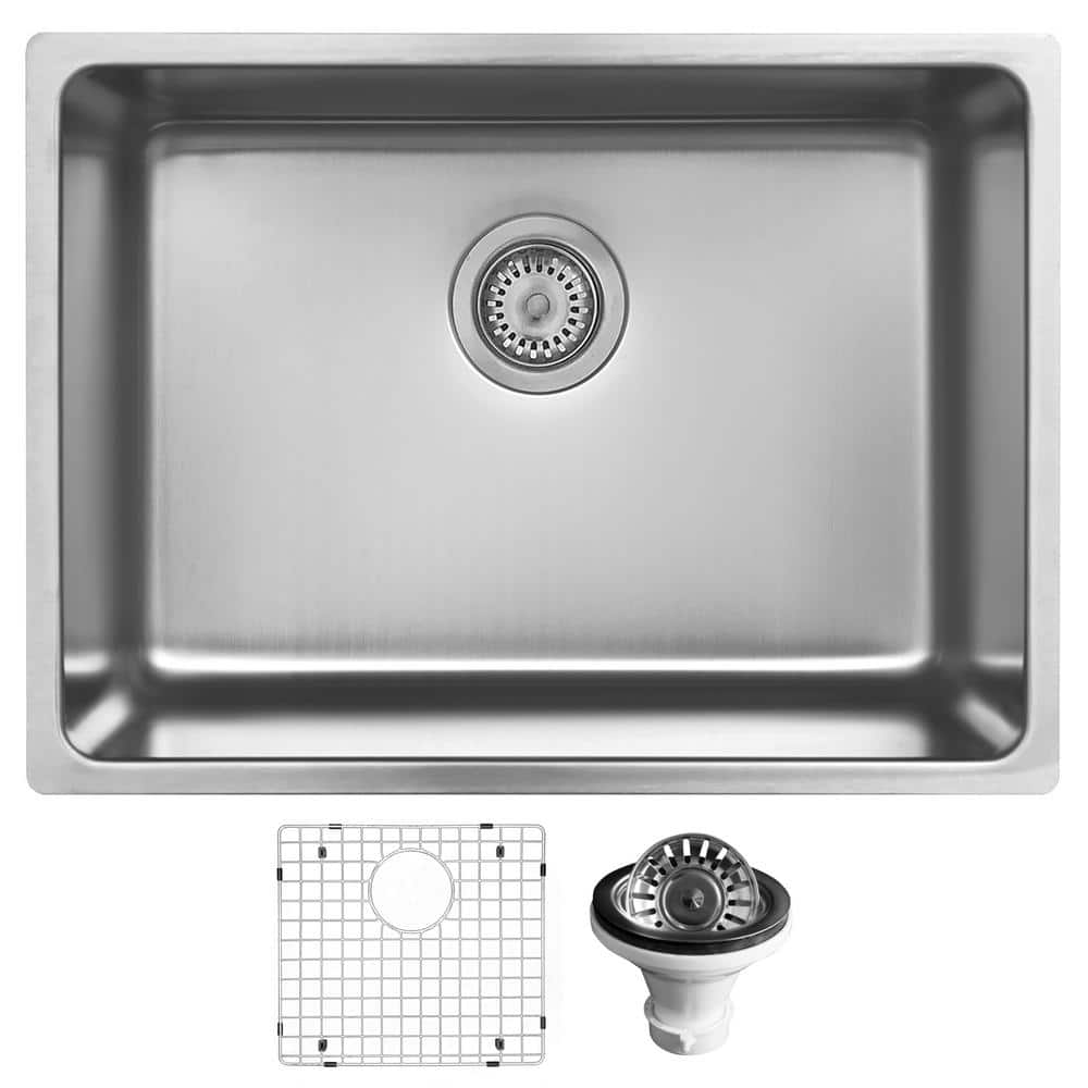 18-Gauge Stainless Steel 23 in. Single Bowl Undermount Kitchen Sink with Accessories - Hercitys