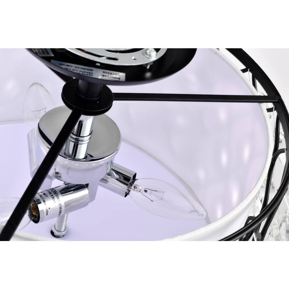 14 in. 3-Light Antique Black Finish Semi Flush Mount Chandelier with Crystal Spheres - Hercitys