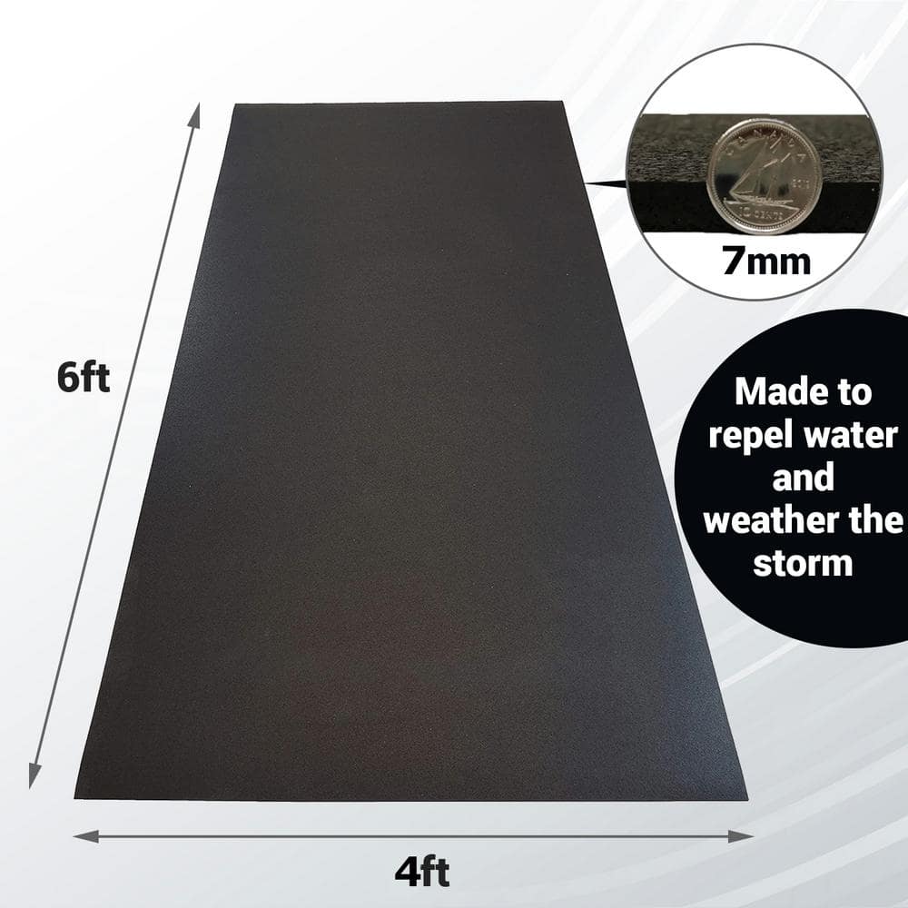 4 ft. x 6 ft. x 0.275 in. Black Rubber Fitness Utility Mat (24 sq. ft.) - Hercitys