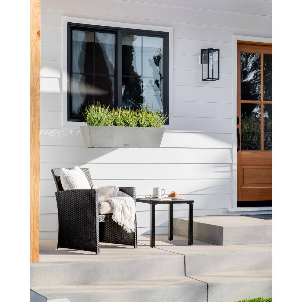 36 in. x 10 in. Gray Plastic Railing Window Box - Hercitys