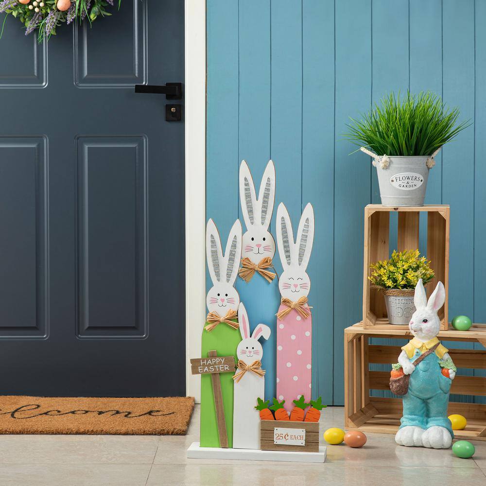 29.75 in. H Easter Wooden Bunny Family Porch Decor - Hercitys