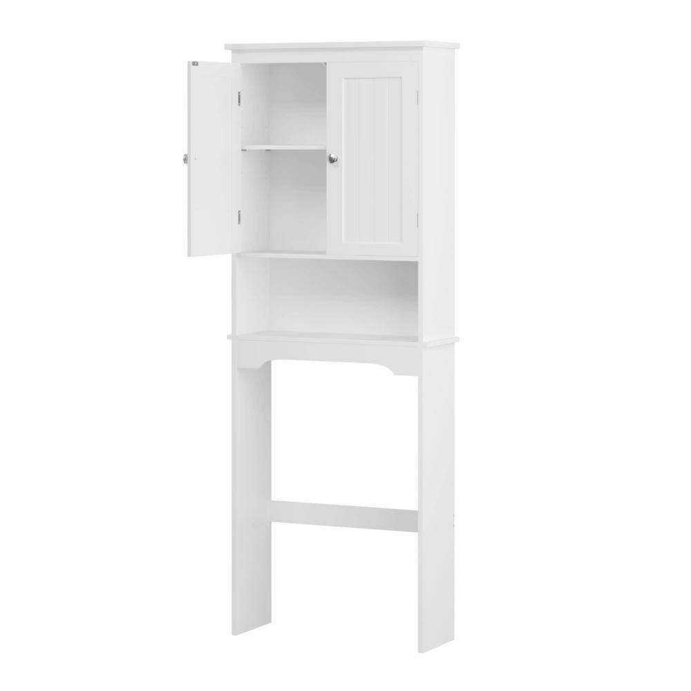 24.80 in. W x 9 in. D x 65.98 in. H Ready to Assemble Over The Toilet Bath Cabinet in White with Shelves - Hercitys