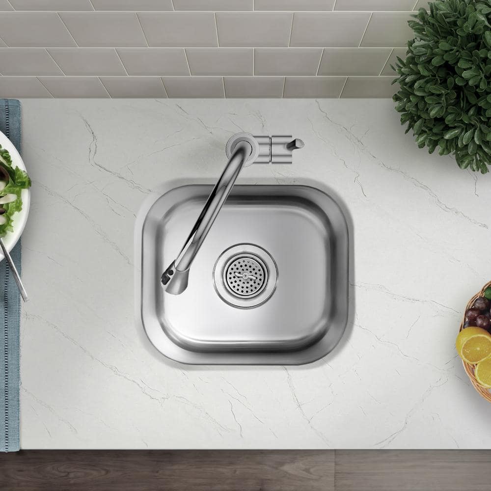 15 in. Undermount Single Bowl 18 Gauge Stainless Steel Bar Sink - Hercitys