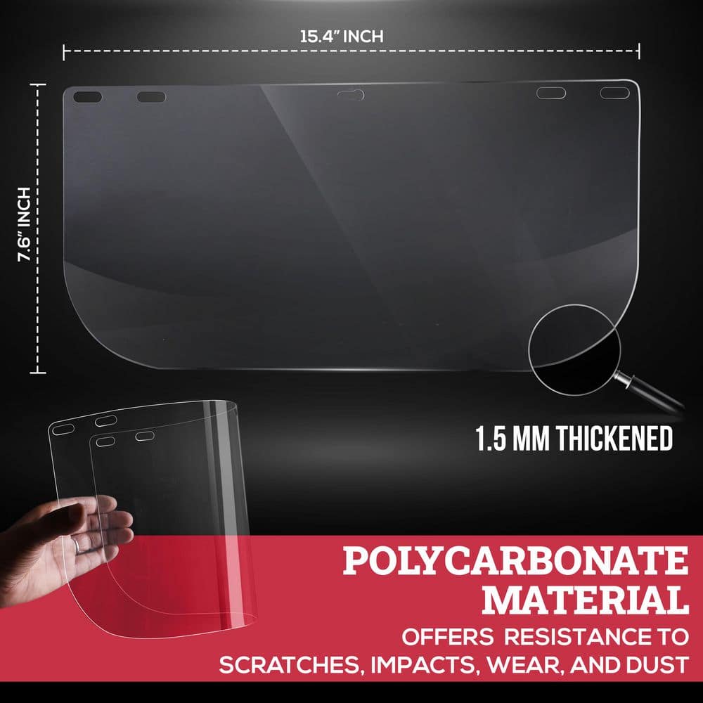 15-Pack Replacement Clear Face Shields - Hercitys