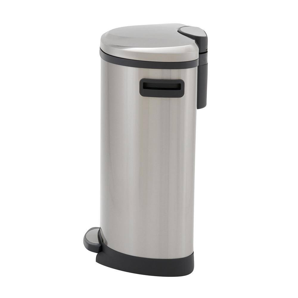 50 l/13 Gal. Oval Stainless Steel Trash Can with Step Large Plastic Liner - Hercitys