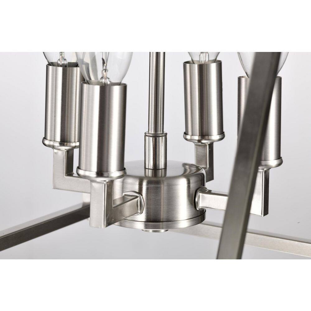 12 in. 4-Light Brushed Nickel Cage Lantern Farmhouse Semi-Flush Mount - Hercitys