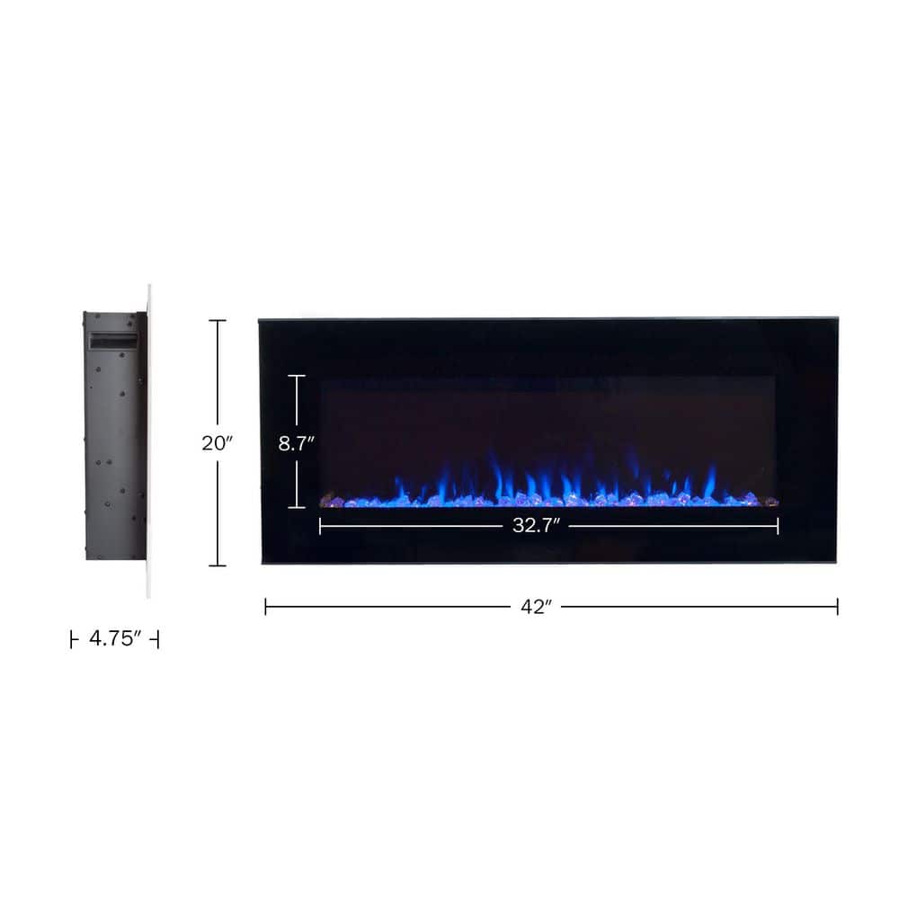 42 in. LED Fire and Ice Electric Fireplace with Remote in Black - Hercitys