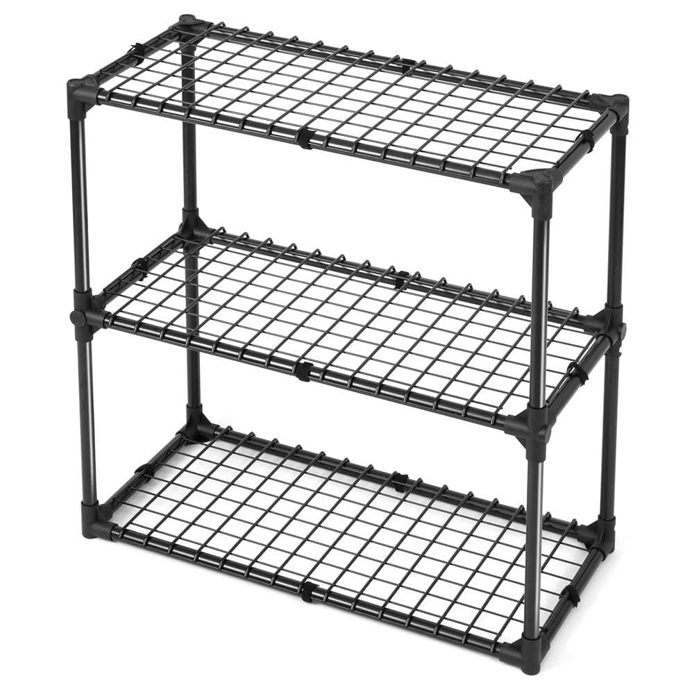 3-Tier Black Heavy-Duty Steel Type Storage Shelf, Holds 330 lbs. (29 in. x 14 in. x 31 in.) - Hercitys