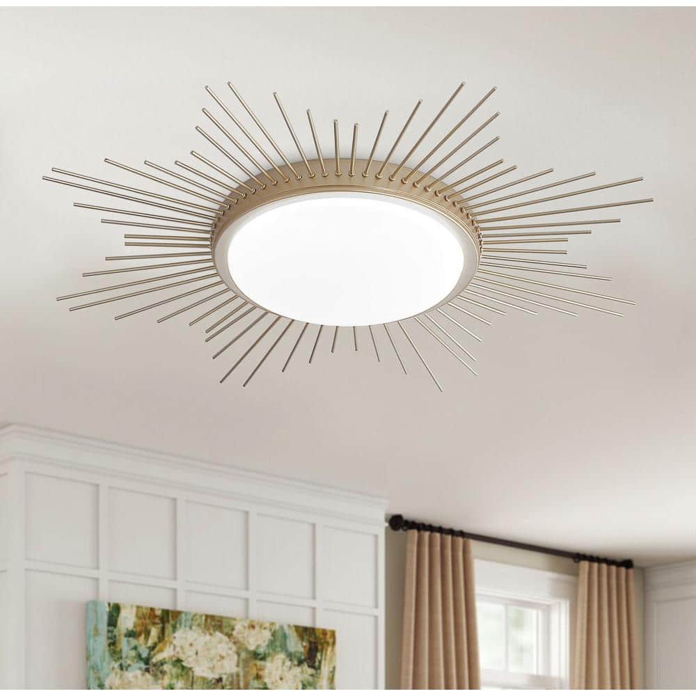 27.55 in. 1-Light Circle Creative Design Integrated LED Flush Mount Ceiling Lighting Fixtures - Hercitys