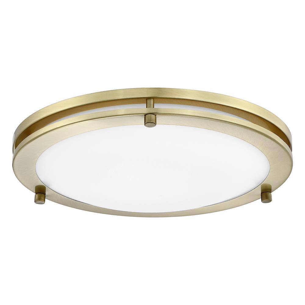 12 in. 15-Watt Brushed Gold 5CCT Dimmable Integrated LED Flush Mount Ceiling Light with White Acrylic Shade (2-Pack) - Hercitys
