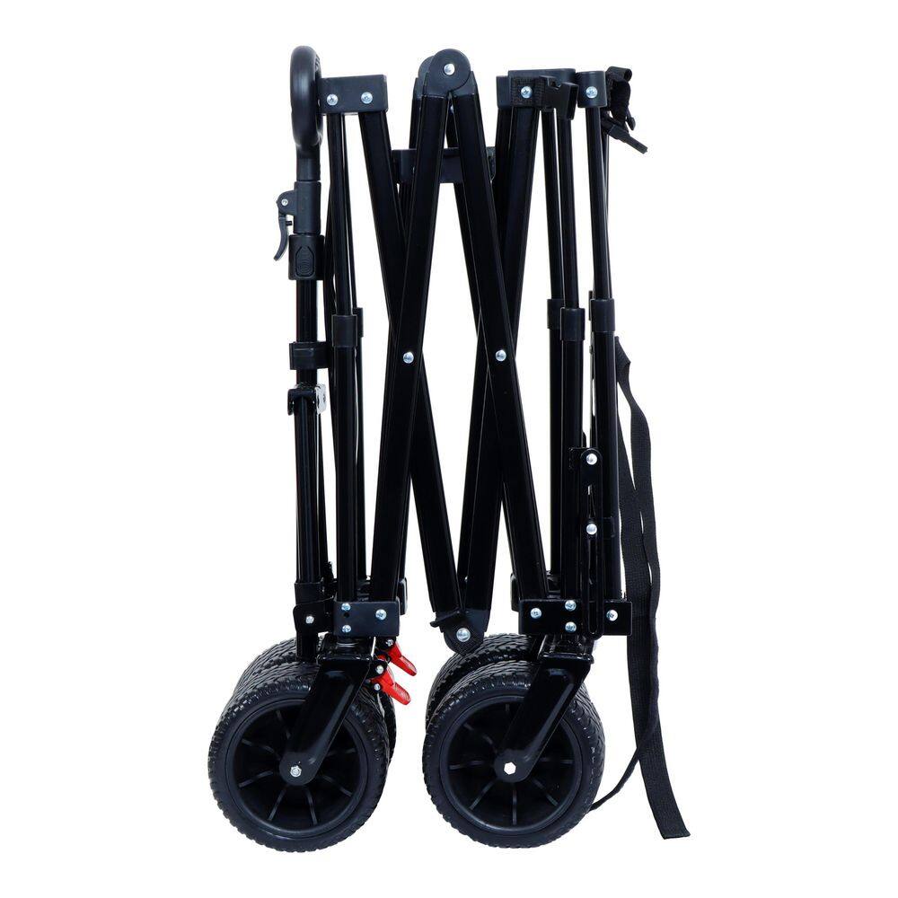 10 cu. ft. Steel Collapsible Folding Garden Cart Beach Wagon with Rain Covers, Waterproof Dustproof UV Resistant, Gray - Hercitys