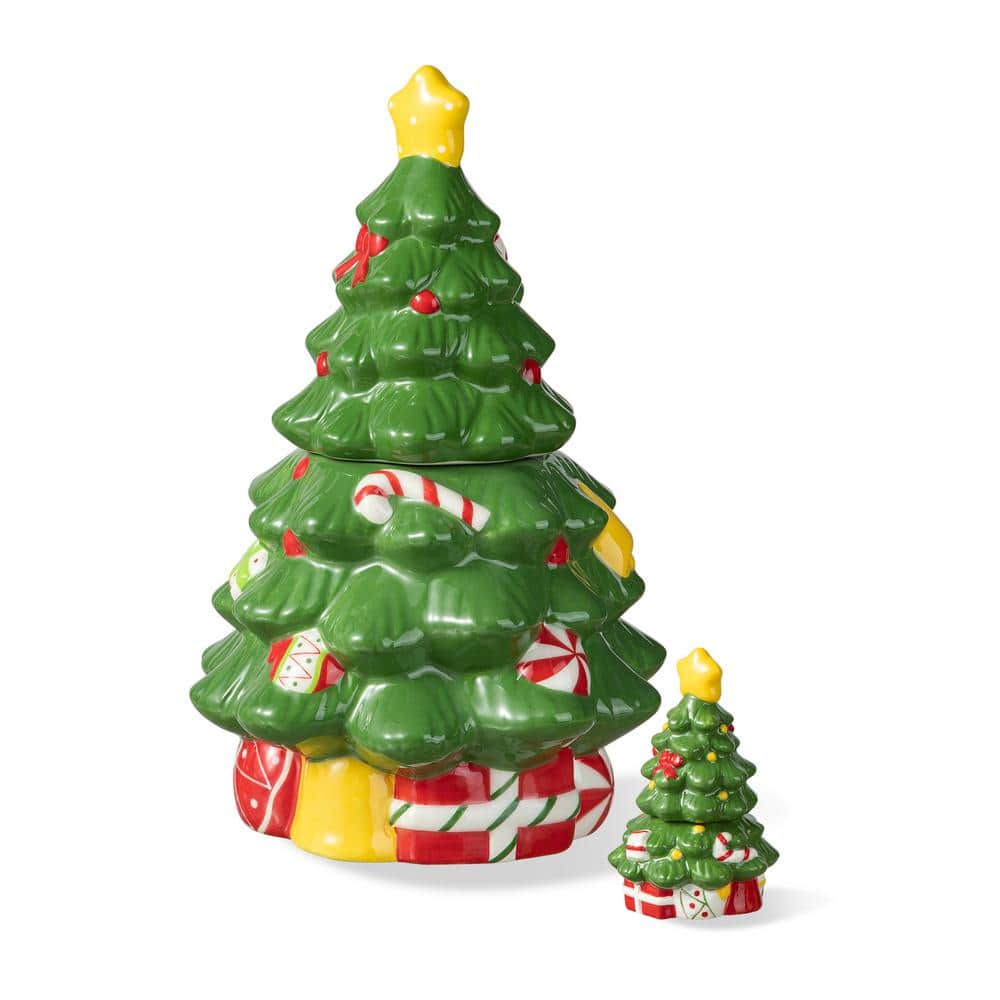 3-Piece Dolomite Christmas Tree Cookie Jar Set - Hercitys