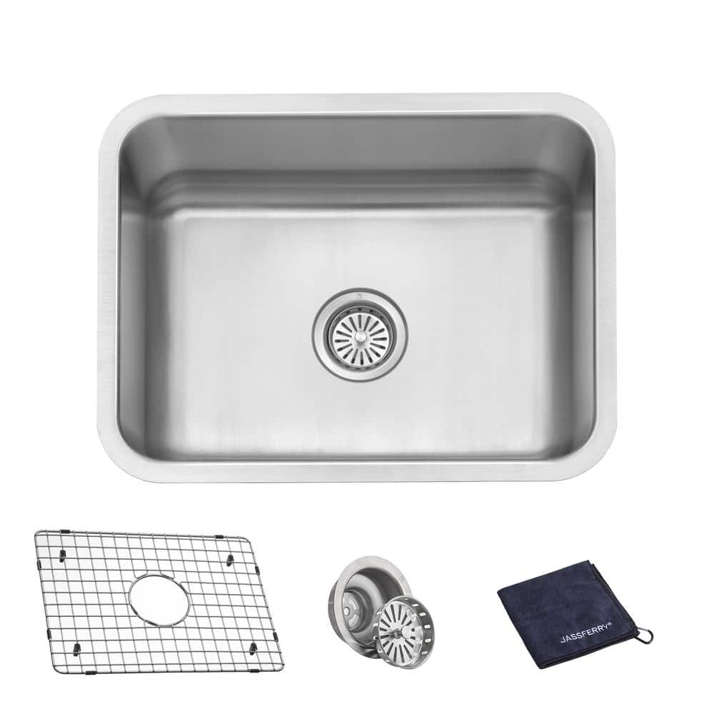 16-Gauge Stainless Steel 23 in. Single Bowl Undermount Kitchen Sink with Bottom Grid - Hercitys