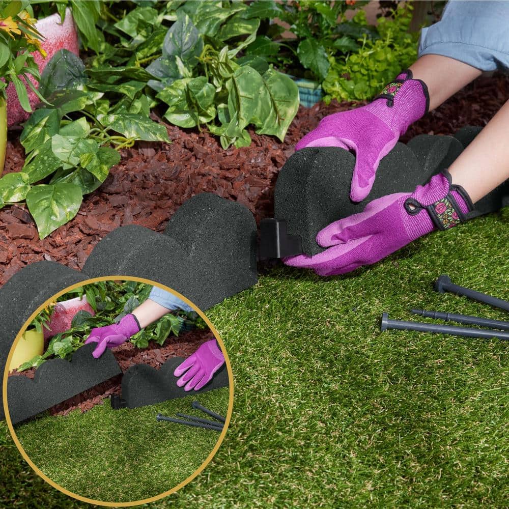 48 in. x 2 in. x 4 in. Gray SmartLoc Scallop Rubber Landscape Edging (36-Pack) - Hercitys