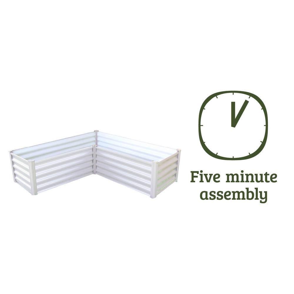 48 in. W x 48 in. D x 12 in. H Surfmist White Galvanized Steel Metal L Raised Garden Bed - Hercitys