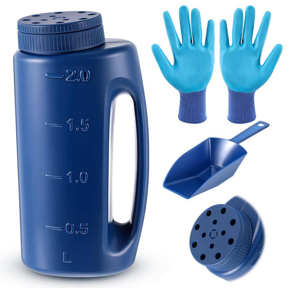4.19 lb. Plastic Handheld Spreader for Seed Spreader Multiple Adjustable Opening Sizes with 1 Scoop and 1 Pair Gloves - Hercitys
