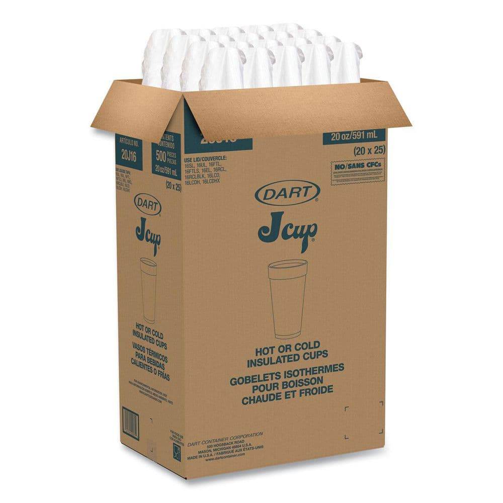 20 oz. White Foam Drink Cups (500 Per Case) - Hercitys