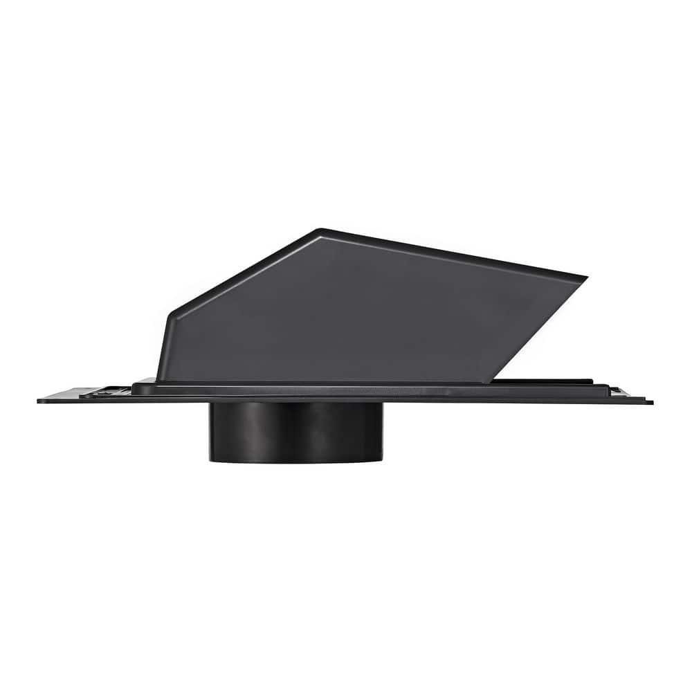 4 in. ABS Plastic Roof Exhaust Vent with Damper and Removable Screen, Black - Hercitys