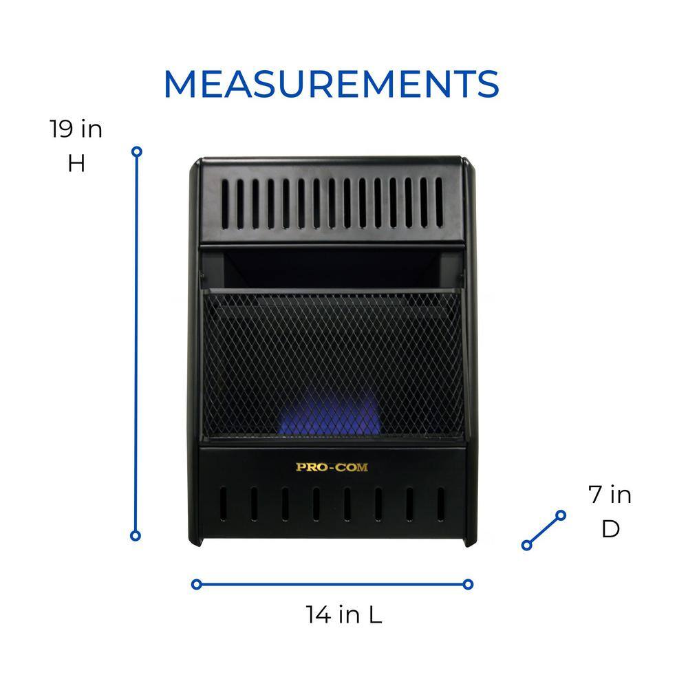 14 in. Vent-Free Propane Gas Wall Heater with Thermostat Control, 10000 BTU, Heats Up to 300 sq. ft. - Hercitys
