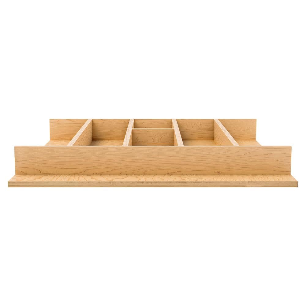 2.36 in. H x 19.25 in. W x 19.49 in. D Light Brown Wooden Utensil Drawer Insert - Hercitys