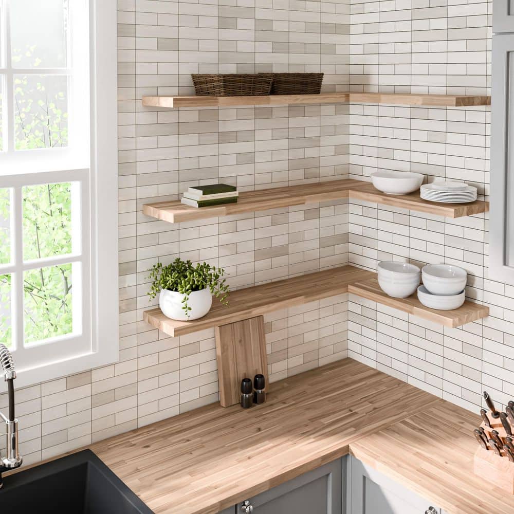 4 ft. L x 25 in. D Unfinished Acacia Solid Wood Butcher Block Countertop With Square Edge - Hercitys