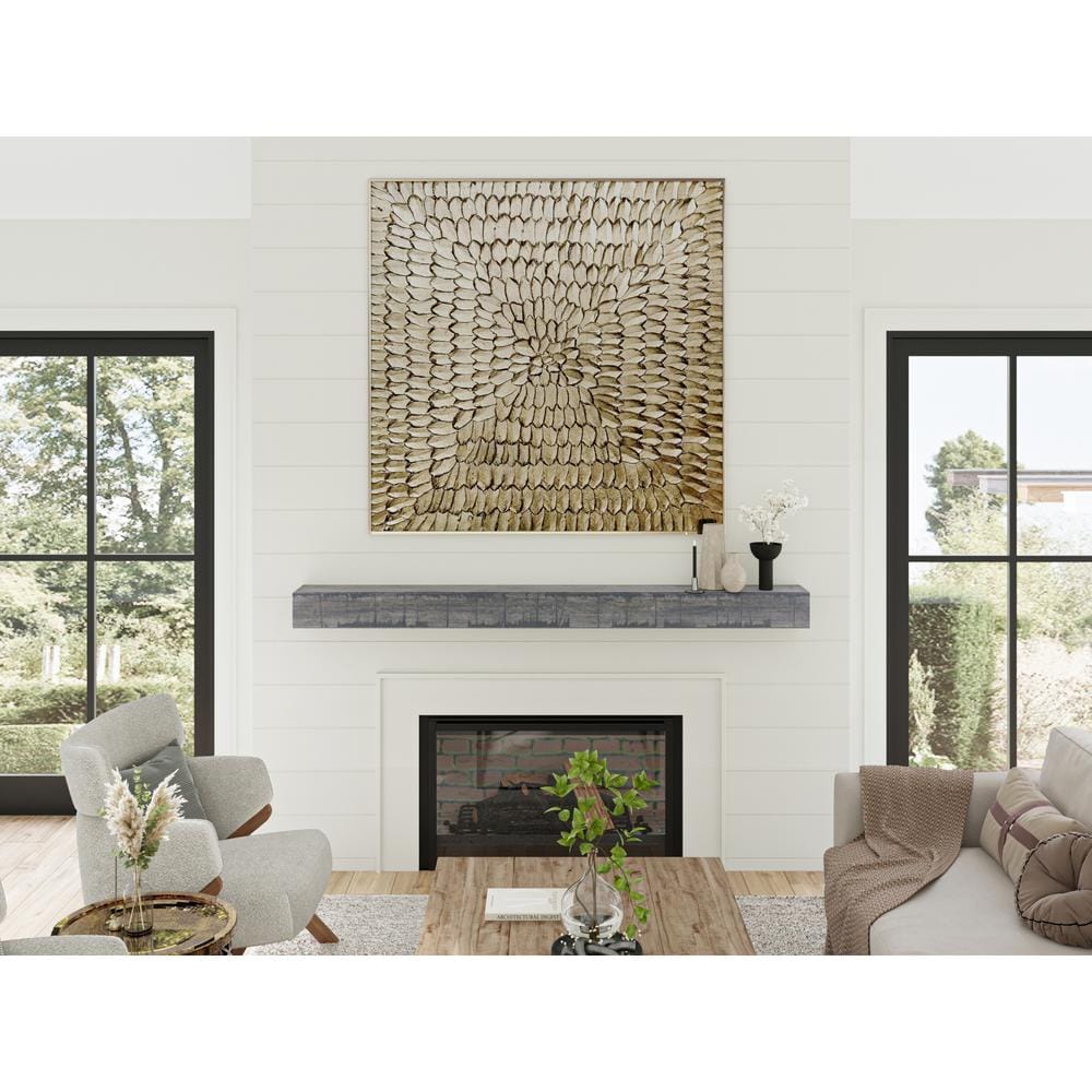 48 in. Rustic Ash Gray Fireplace Shelf Mantel - Hercitys