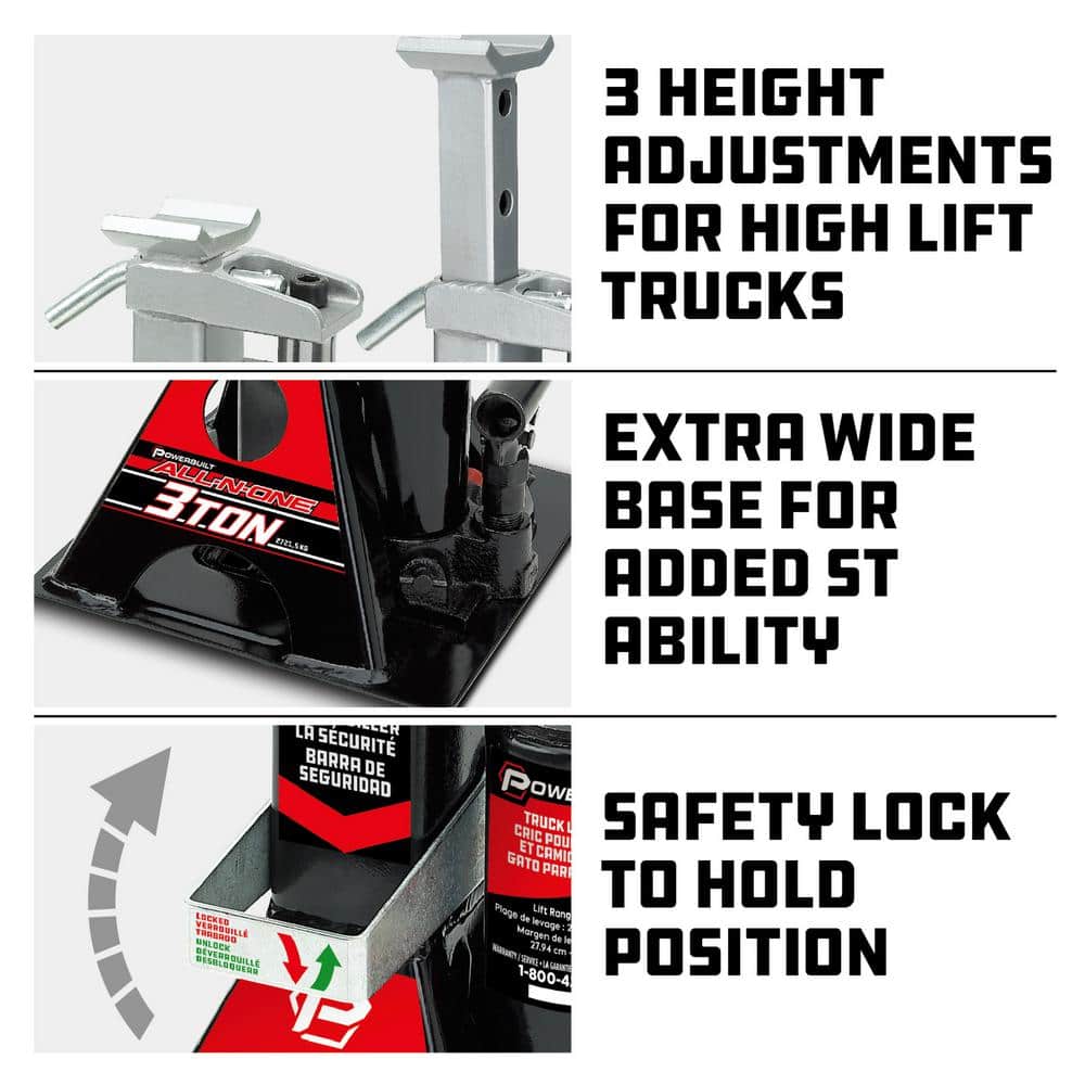 3-Ton All-in-One Bottle Jack/Jack Stand - Hercitys