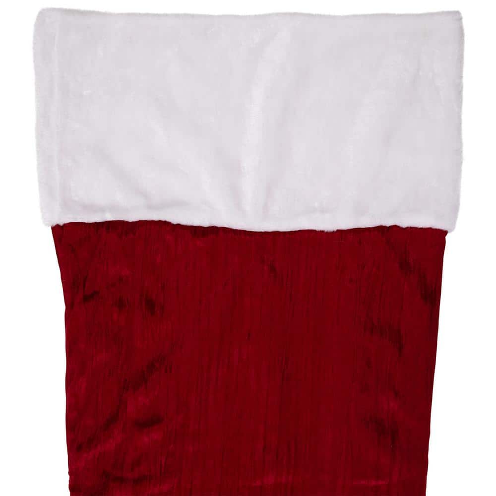 50 in. Jumbo Red Velvet Plush Christmas Stocking with Faux Fur Cuff - Hercitys